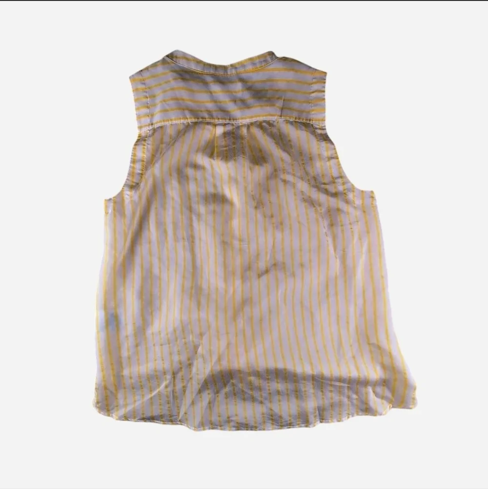 Maeve Anthropologie Yellow Stripe Tie front Sleeveless Top Modal Blend Size 12 - Picture 3 of 5